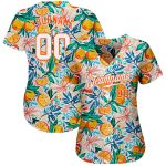 Custom Name and Number Authentic Baseball Jersey - Personalized 3D Pattern Design in White and Orange Personalized White