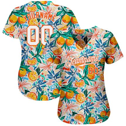 Custom Name and Number Authentic Baseball Jersey - Personalized 3D Pattern Design in White and Orange Personalized White