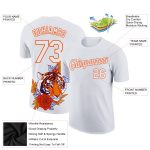 Custom Name Number Tiger Performance T-Shirt - Personalized White Orange 3D Pattern Design Personalized White Orange 3D Pattern