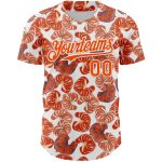 Custom Tropical Anthurium Flower Baseball Jersey with Personalized Name & Number | 3D Pattern White Orange Design Personalized