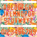 Personalized Tropical Hawaii Plant 3D Pattern T-Shirt with Custom Name and Number - White Orange Performance Tee Personalized