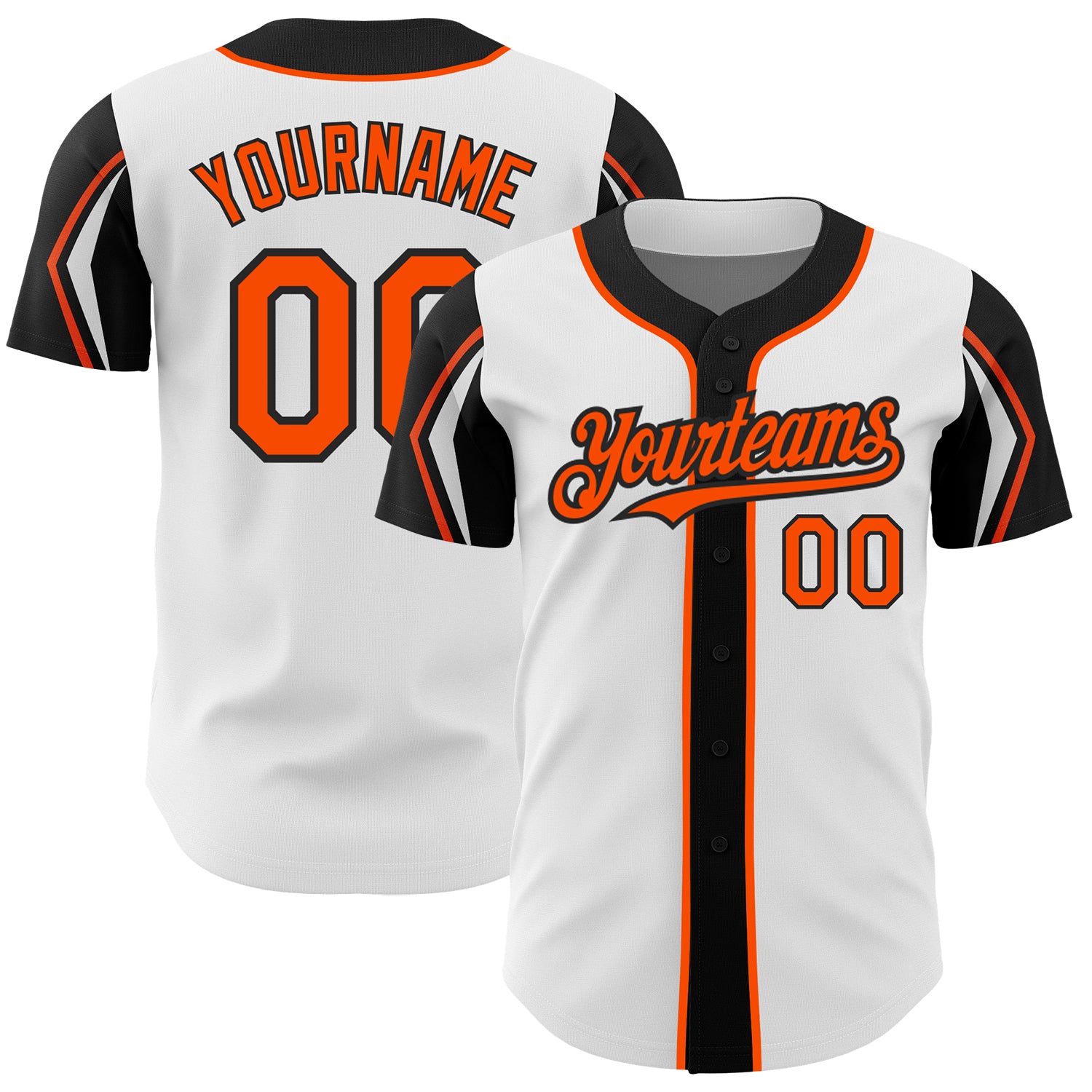 Custom Name and Number Authentic Baseball Jersey in White, Orange, Black - Personalized Team Jersey Personalized White Orange-Black