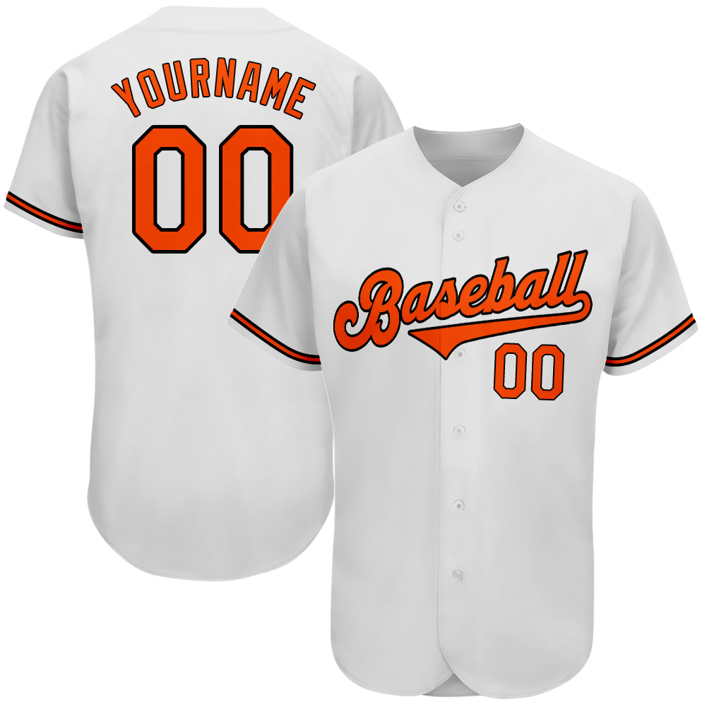 Personalized Authentic Baseball Jersey - White, Orange & Black Design Personalized White Orange-Black Authentic Baseball