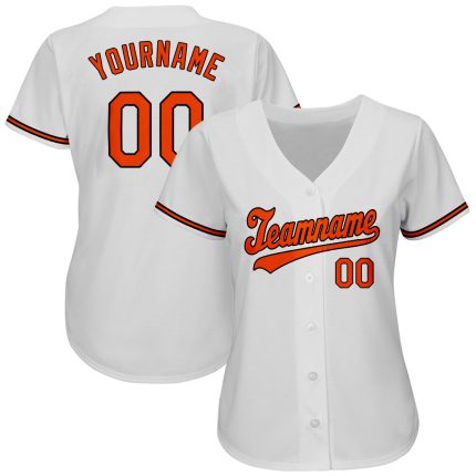 Custom Name and Number Personalized Authentic Baseball Jersey White Orange-Black Personalized White Orange-Black Authentic