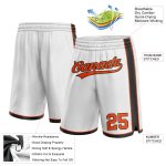 Custom Name and Number Basketball Shorts - Personalized Authentic White Orange-Black Team Sports Apparel Personalized White