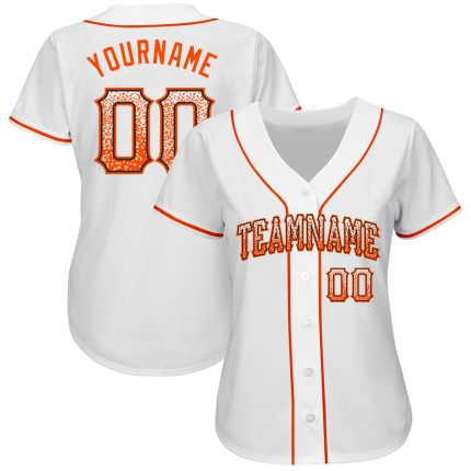 Custom Authentic Baseball Jersey - Personalized White Orange Black Team Name & Number Personalized White Orange-Black Authentic