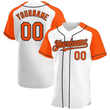 Custom Name and Number Baseball Jersey - Personalized Authentic White Orange-Black Raglan Sleeves Team Apparel Personalized