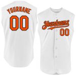 Personalized Authentic Baseball Jersey - White Orange Black Sleeveless Design Personalized White Orange-Black Authentic Sleeveless