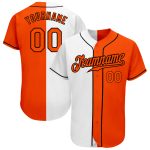 Custom Name and Number Personalized Baseball Jersey - Authentic White Orange-Black Split Fashion Team Design Personalized