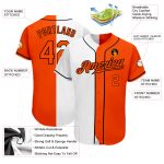 Custom Name and Number Personalized Baseball Jersey - Authentic White Orange-Black Split Fashion Team Design Personalized