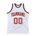 Custom Name Number Basketball Jersey - Personalized Orange Black White Authentic Throwback Design Personalized White Orange-Black