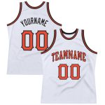 Custom Name Number Basketball Jersey - Personalized Orange Black White Authentic Throwback Design Personalized White Orange-Black