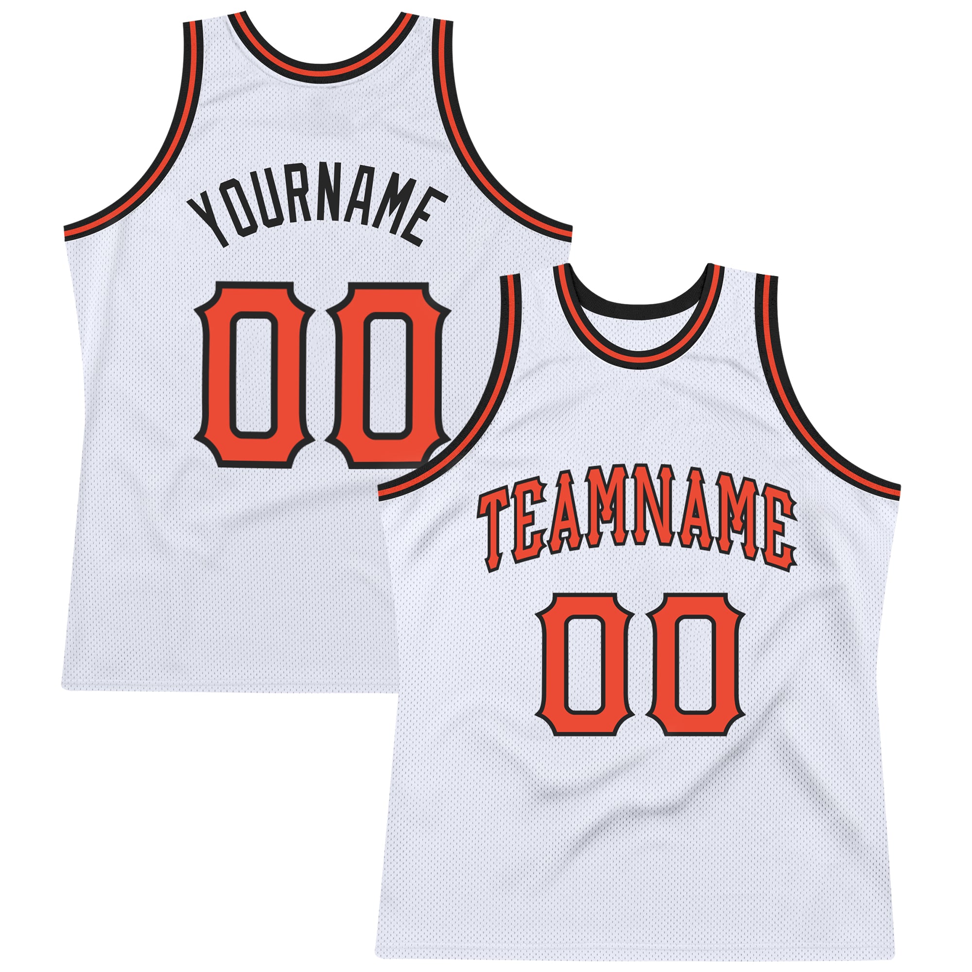 Custom Name Number Basketball Jersey - Personalized Orange Black White Authentic Throwback Design Personalized White Orange-Black