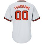 Customizable Authentic Throwback Baseball Jersey Shirt - Personalized White Orange and Black with Custom Name and Number