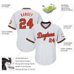 Customizable Authentic Throwback Baseball Jersey Shirt - Personalized White Orange and Black with Custom Name and Number