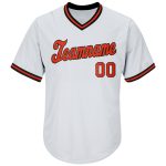 Customizable Authentic Throwback Baseball Jersey Shirt - Personalized White Orange and Black with Custom Name and Number
