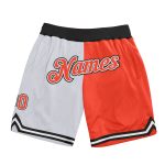 Personalized Orange Black Fashion Basketball Shorts - Authentic Throwback Split Design Personalized White Orange-Black Authentic
