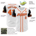 Custom Two Tone Baseball Jersey - Personalized White Orange-Black with Team Name & Number Personalized White Orange-Black