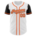 Custom Two Tone Baseball Jersey - Personalized White Orange-Black with Team Name & Number Personalized White Orange-Black