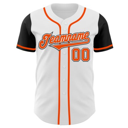 Custom Two Tone Baseball Jersey - Personalized White Orange-Black with Team Name & Number Personalized White Orange-Black
