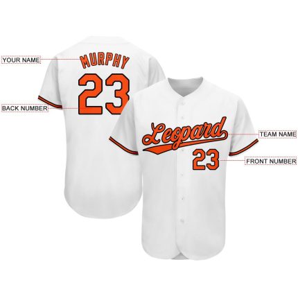 Custom Name and Number Personalized Baseball Jersey - White Orange-Black Team Apparel Personalized White Orange-Black Baseball