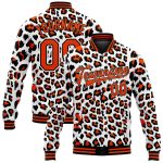 Custom Name and Number Leopard Print 3D Pattern Varsity Bomber Jacket - Personalized Full-Snap Letterman Jacket Personalized