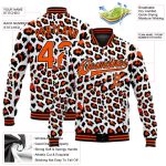 Custom Name and Number Leopard Print 3D Pattern Varsity Bomber Jacket - Personalized Full-Snap Letterman Jacket Personalized