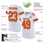 Custom Name and Number Mesh Football Jersey - Personalized White Orange-Black Authentic Team Jersey Personalized White Orange-Black