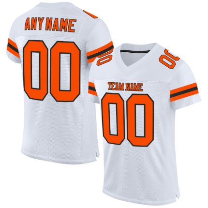 Custom Name and Number Mesh Football Jersey - Personalized White Orange-Black Authentic Team Jersey Personalized White Orange-Black