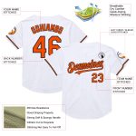 Custom Name and Number Personalized Throwback Baseball Jersey in White Orange Black Mesh for Team Personalized White Orange-Black