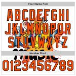 Custom Rock Music Festival Bomber Jacket with 3D Pattern, Personalized Name & Number - Varsity Full-Snap Design in White, Orange, Black