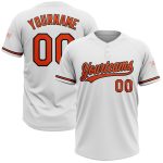 Personalized Unisex Softball Jersey - White Orange-Black Two-Button Design Personalized White Orange-Black Two-Button Unisex