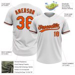 Personalized Unisex Softball Jersey - White Orange-Black Two-Button Design Personalized White Orange-Black Two-Button Unisex