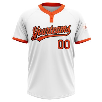 Custom Name Number Softball Jersey Unisex Two-Button White Orange-Black Personalized Team Gear Personalized White Orange-Black