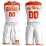 Personalized Orange White Color Block Basketball Jersey Suit Round Neck Personalized White Orange Color Block Round Neck