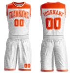 Custom Name and Number Basketball Jersey, Personalized Sublimation Round Neck Suit in White Orange Color Block Design Personalized