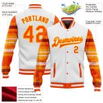 Custom 3D Pattern Checkered Varsity Bomber Jacket with Personalized Name and Number - Orange Gold Full-Snap Letterman Style