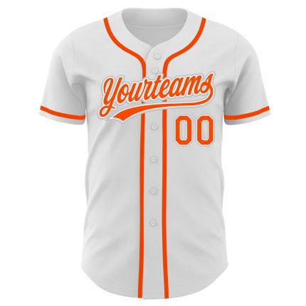 Personalized Authentic Baseball Jersey in White Orange-Gray, Custom Team Apparel Personalized White Orange-Gray Authentic