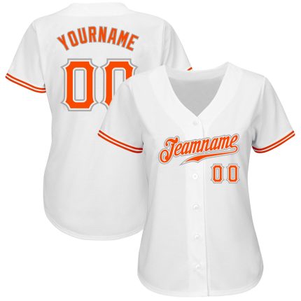 Custom Name and Number Authentic Baseball Jersey - Personalized White and Orange-Gray Team Jersey Personalized White Orange-Gray