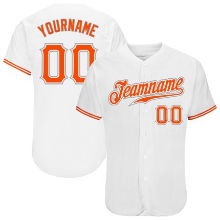 Custom Name and Number Authentic Baseball Jersey - Personalized White and Orange-Gray Team Jersey Personalized White Orange-Gray