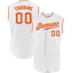 Custom Name and Number Authentic Sleeveless Baseball Jersey - Personalized White and Orange-Gray Team Apparel Personalized