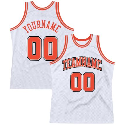 Custom Authentic Basketball Jersey - Personalized White Orange-Gray Team Name & Number Personalized White Orange-Gray Authentic
