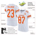 Custom Authentic Football Jersey with Personalized Name & Number - White Orange-Gray Mesh Design Personalized White Orange-Gray