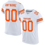 Custom Authentic Football Jersey with Personalized Name & Number - White Orange-Gray Mesh Design Personalized White Orange-Gray