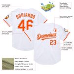 Custom Mesh Baseball Jersey - Personalized White Orange-Gray Authentic Throwback with Team Name and Number Personalized White