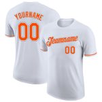 Custom Team Performance T-Shirt with Personalized Name and Number in White, Orange, and Gray Personalized White Orange-Gray