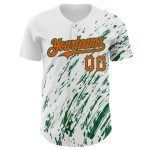 Custom Name and Number Authentic Baseball Jersey - Personalized 3D Pattern Design in White and Orange-Kelly Green Personalized