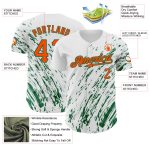 Custom Name and Number Authentic Baseball Jersey - Personalized 3D Pattern Design in White and Orange-Kelly Green Personalized