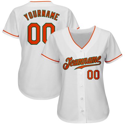 Custom Name and Number Authentic Baseball Jersey - Personalized White Orange Kelly Green Team Jersey Personalized White Orange-Kelly