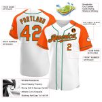 Custom Name & Number Personalized Baseball Jersey - White Orange Kelly Green Authentic Raglan Sleeves Personalized White